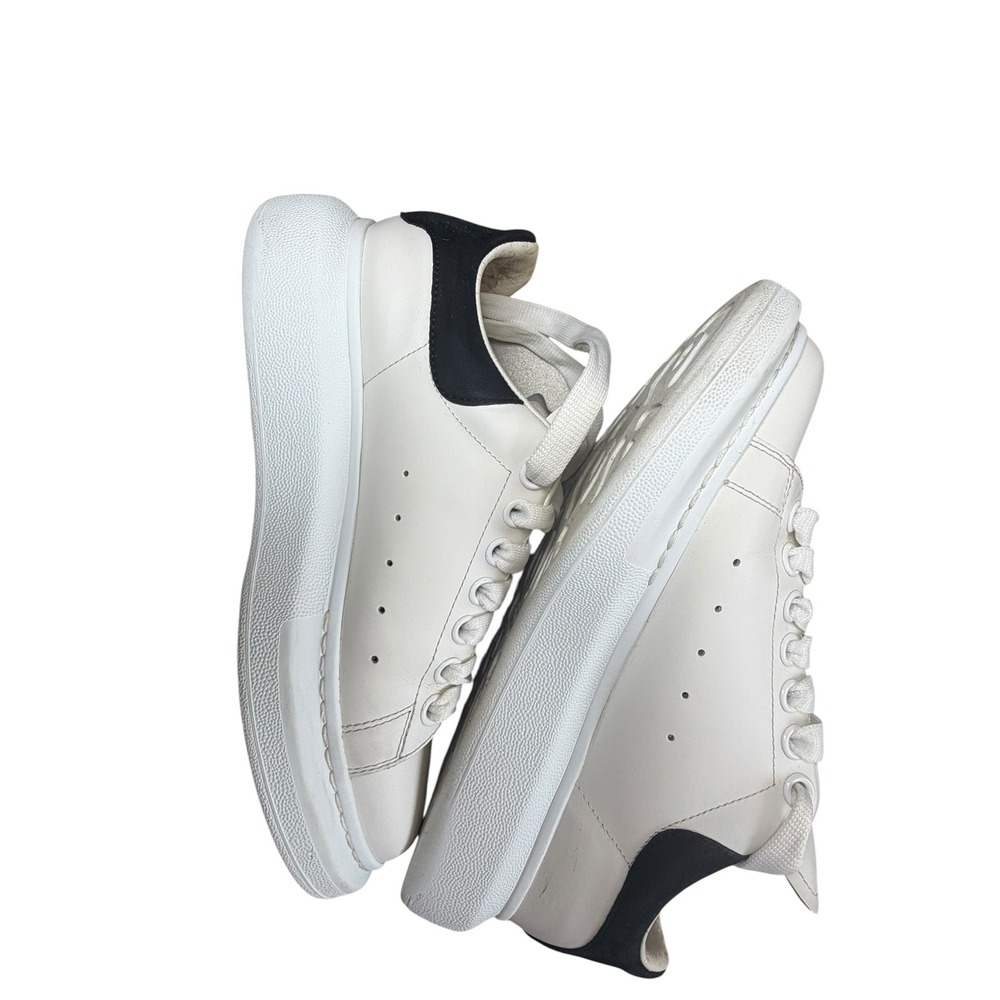 Alexander McQueen White Leather Sneakers with Black Heel - Picture 6 of 16